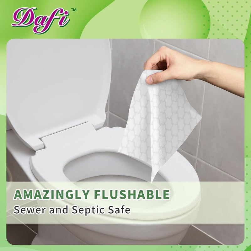 dafi Flushable Wipes for Adult Wet Wipes,80 Count Unscented Toilet Wipes Flushable, No Alcohol & 100% Plant Based Fibers, Septic and Sewer Safe pack of 1 - Image 5